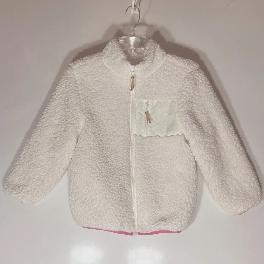Birch & Stone SZ12 Girls Ivory Sherpa Parka Jacket Y2K Comfy Outdoor Layering Pi